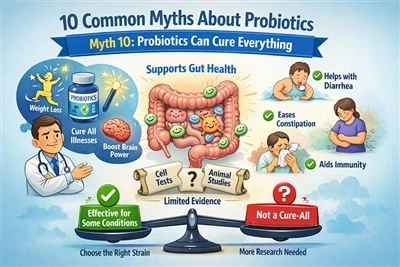 10 vanliga myter om probiotika — Myt 10: Probiotika kan bota allt